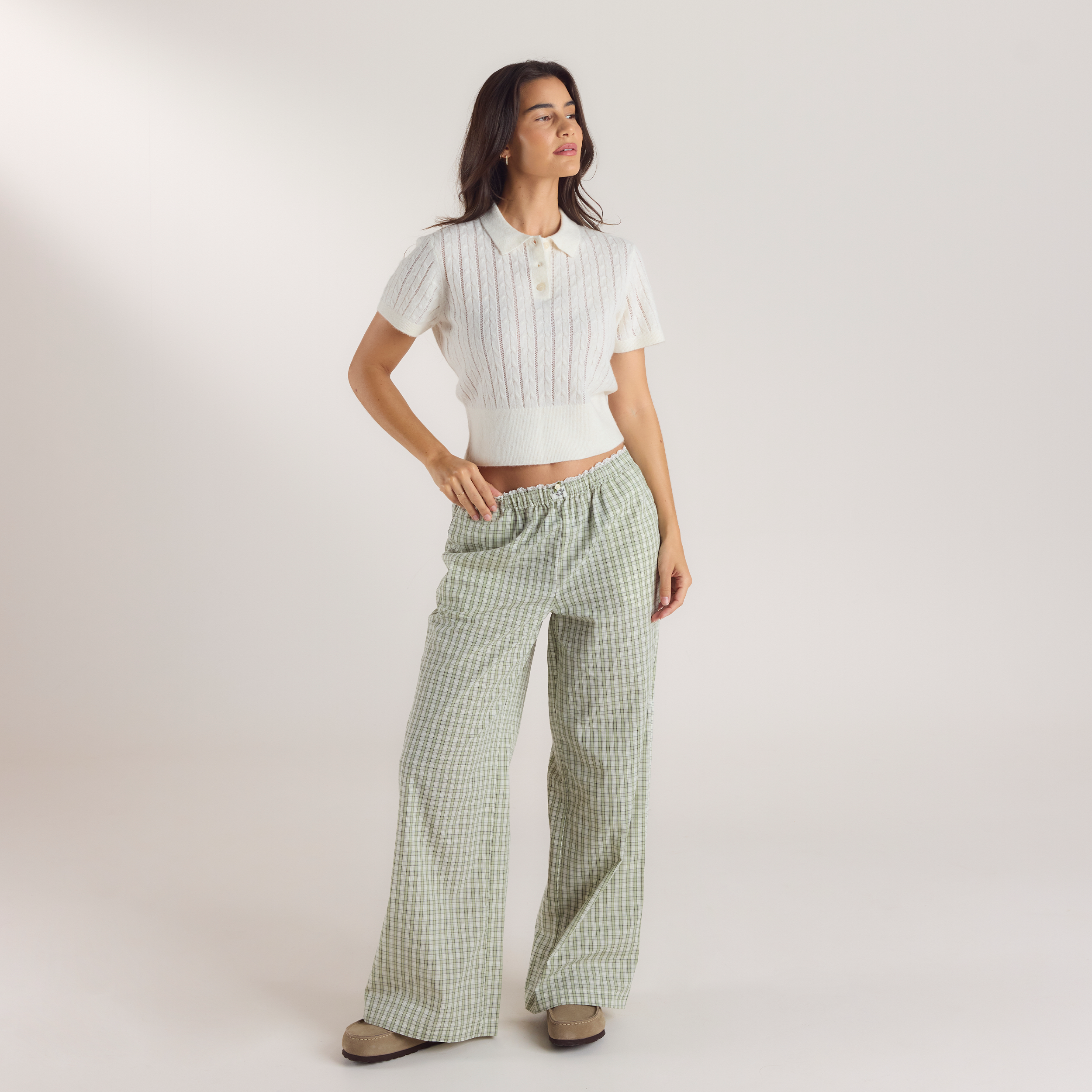 Sheer Knitted Polo Top | Sheer Knitted Polo Top - Cream