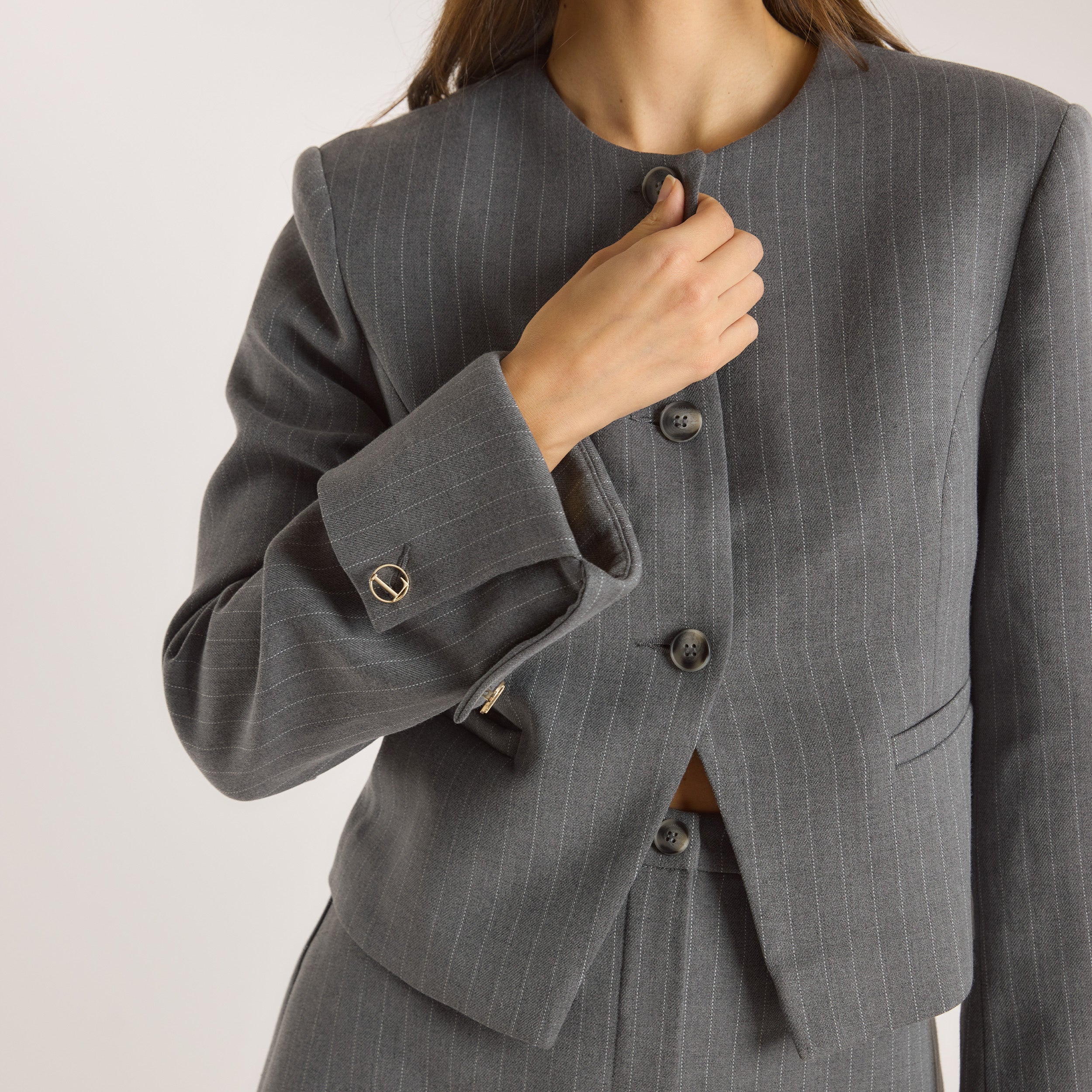 Structured Jacket  | Structured Jacket - Grey Pinstripe