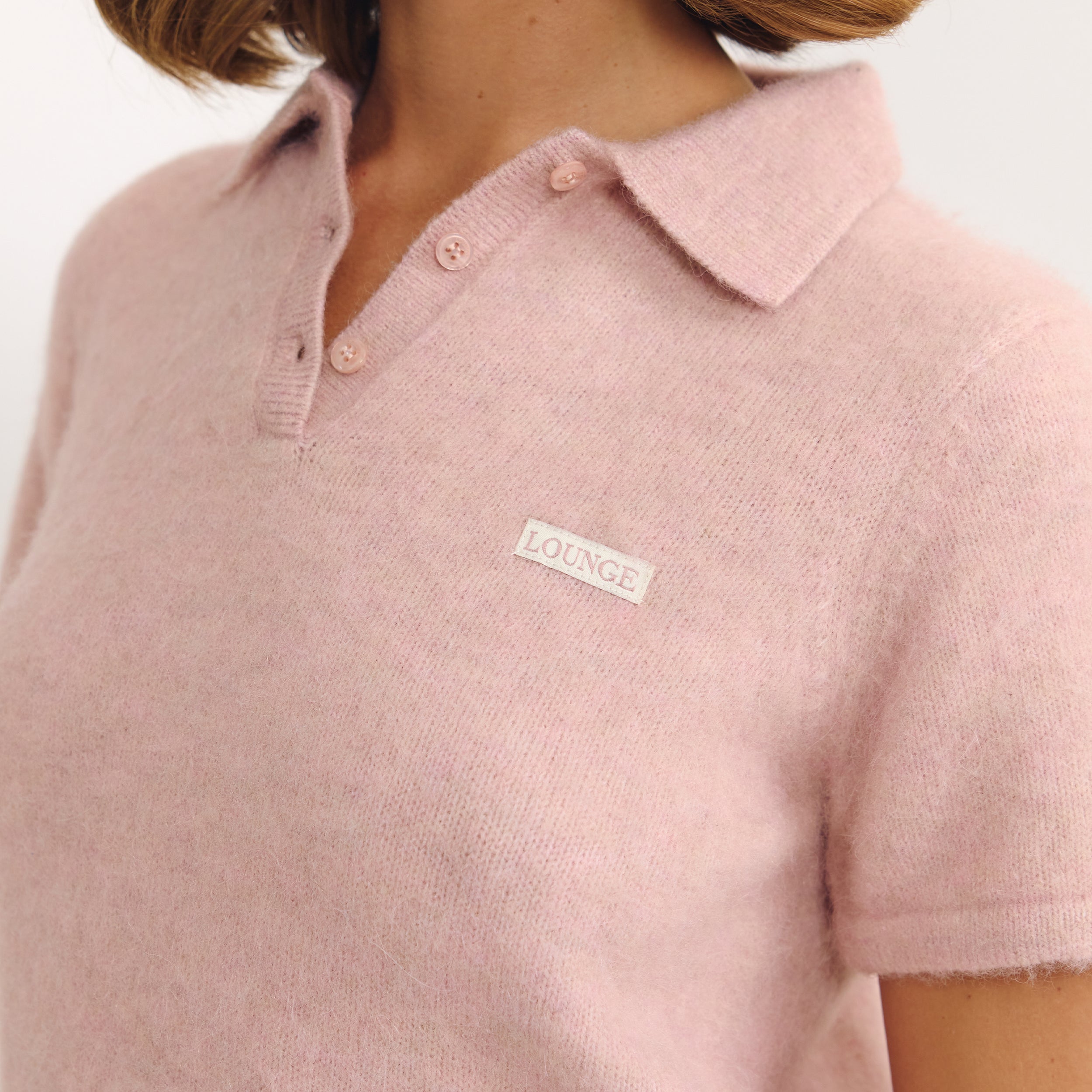 Knitted Polo Top | Knitted Polo Top - Pink