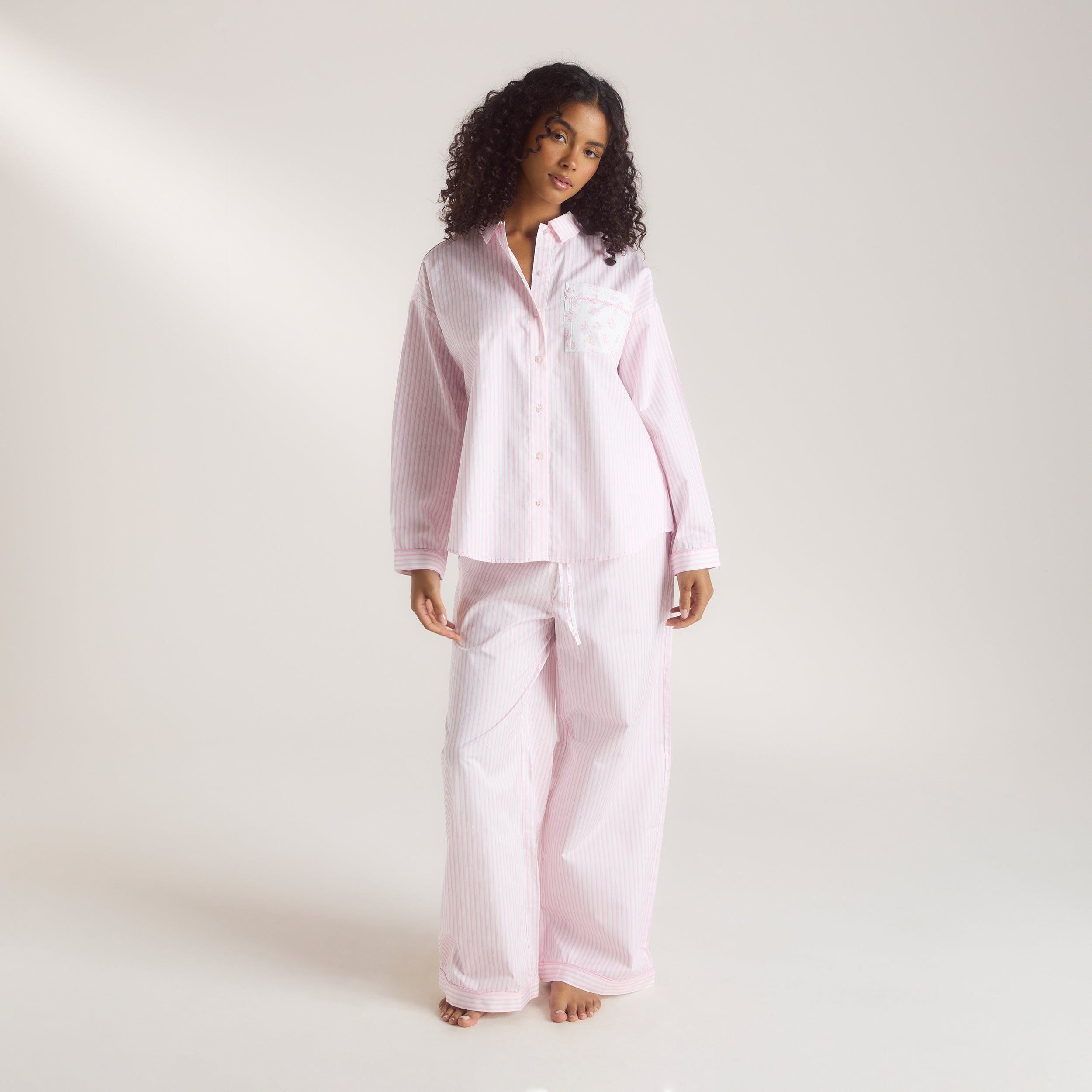 Bloom & Stripe Pyjama Shirt | Bloom & Stripe Pyjama Shirt - Pink