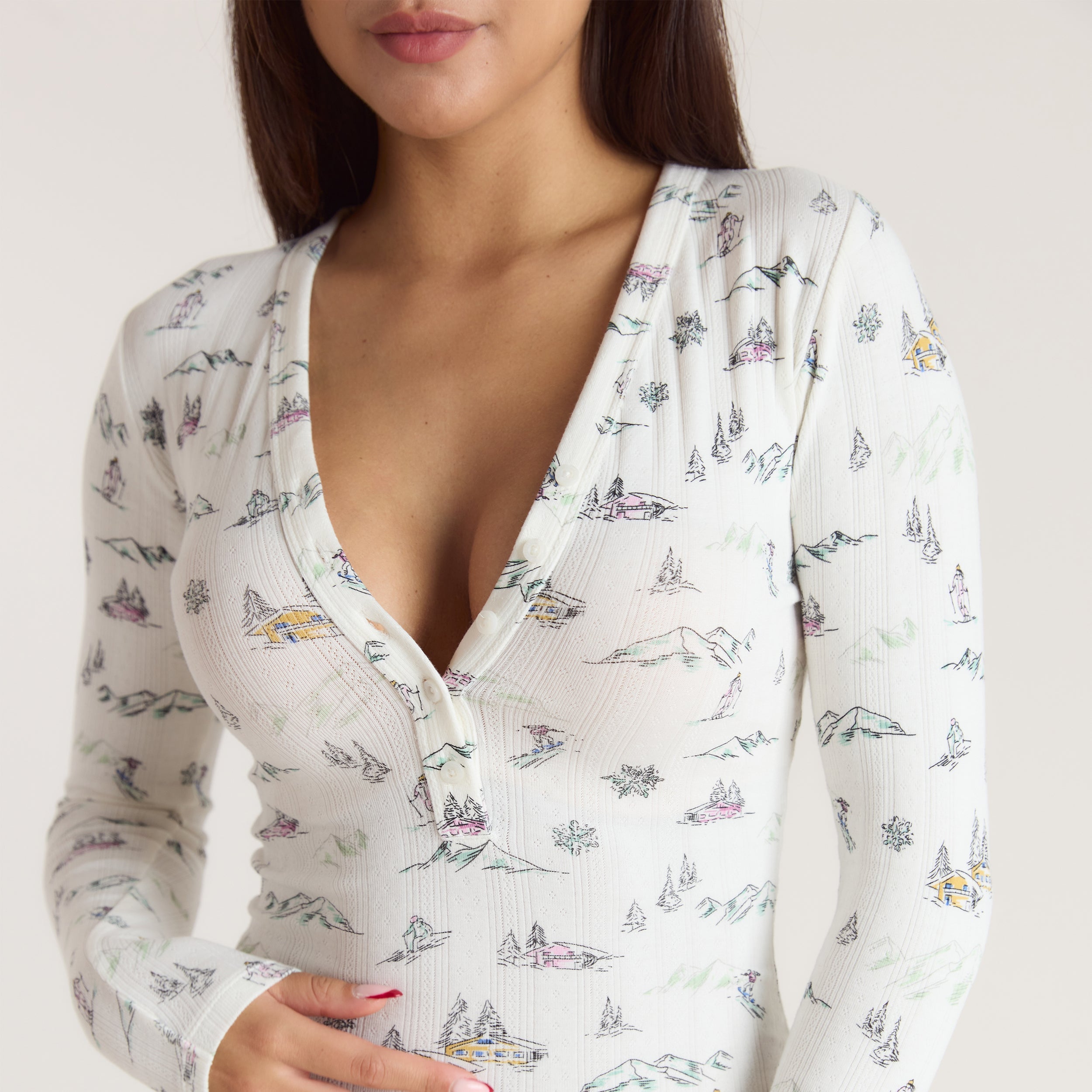 Alpine Dreams Pointelle Romper | Alpine Dreams Pointelle Romper - Ski Print