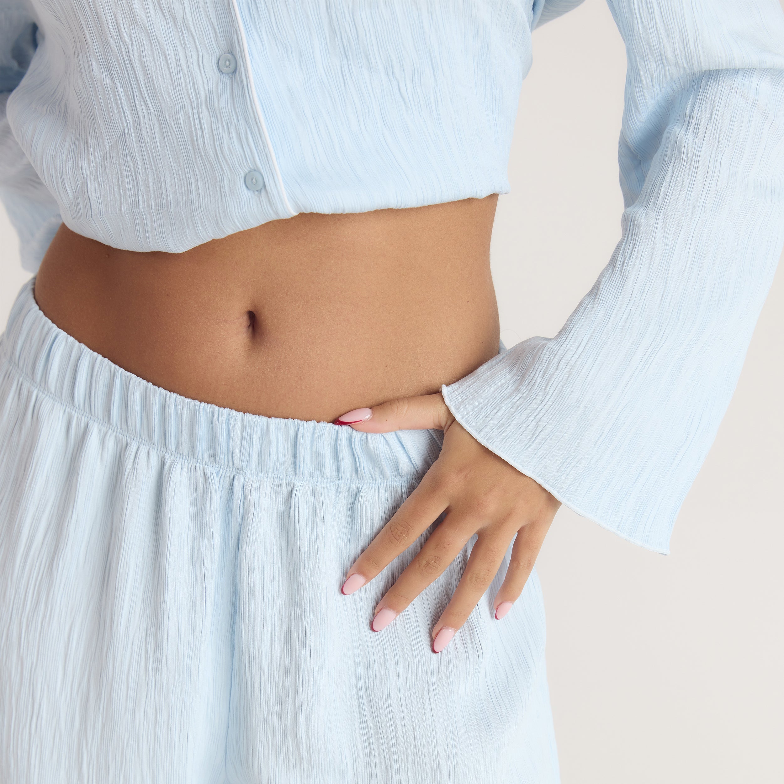 Crinkle Pyjama Bottoms | Crinkle Pyjama Bottoms - Blue