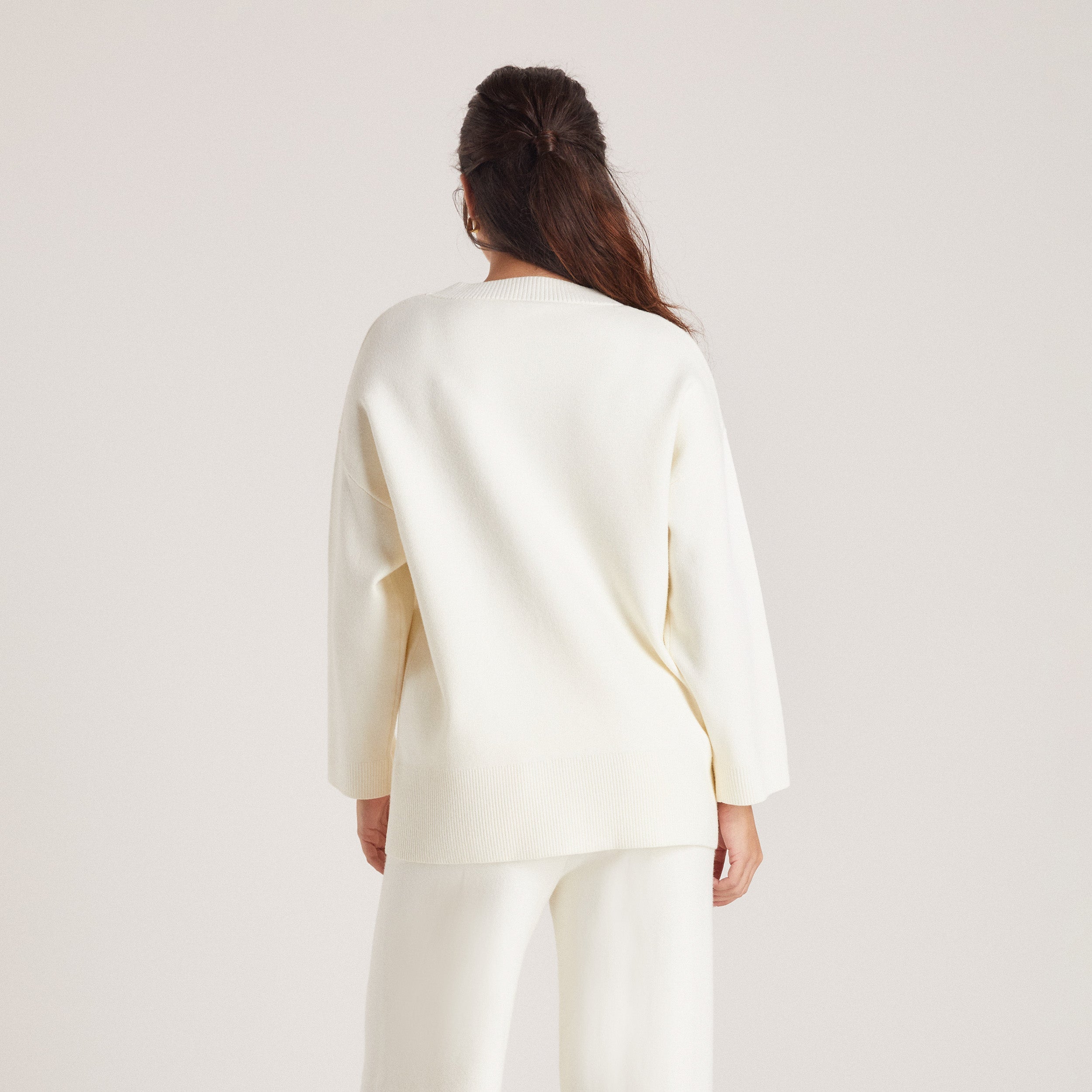 Knitted Crew Neck Jumper | Knitted Crew Neck Jumper - Creme