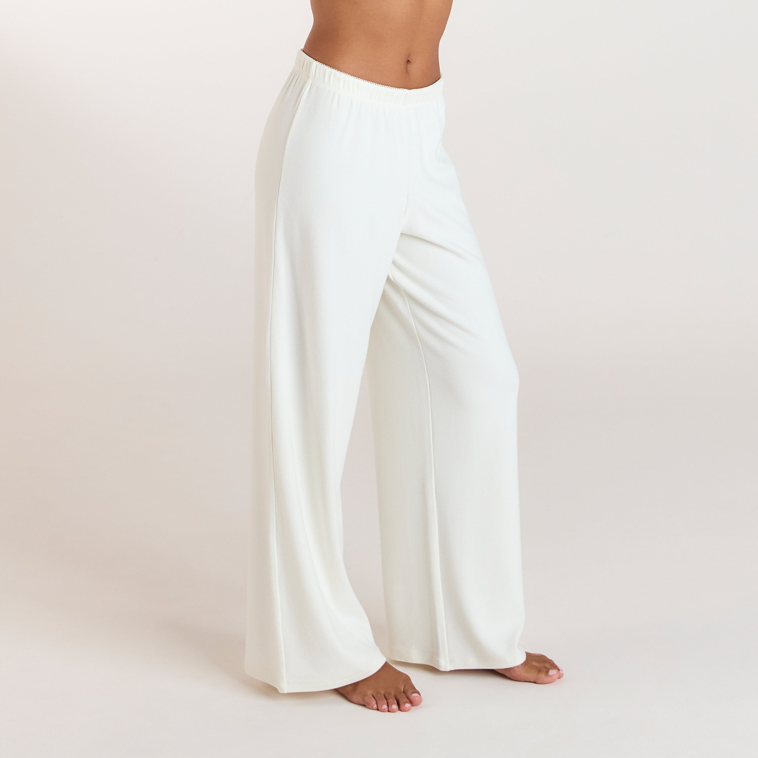 Ribbed Pyjama Bottoms - Cream