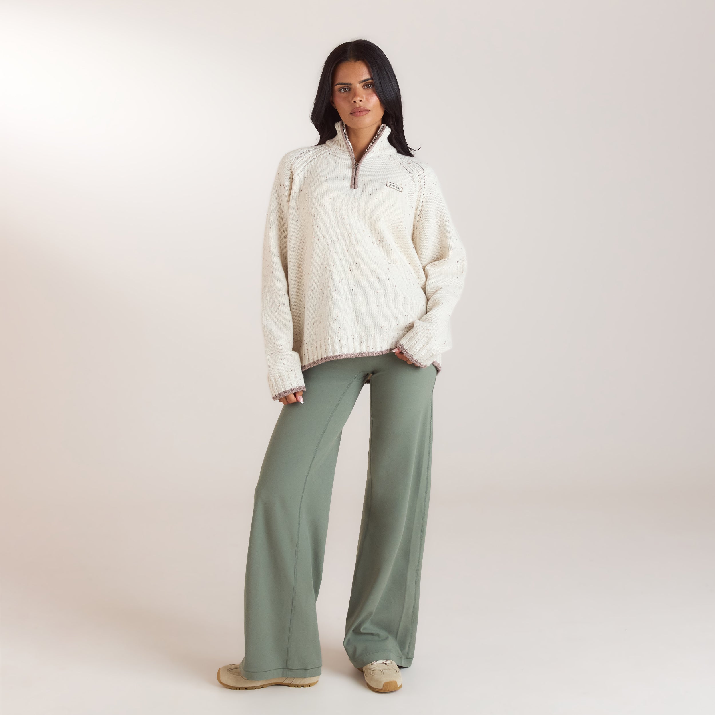 Knitted Wool Quarter-Zip Jumper | Knitted Wool Quarter-Zip Jumper - Cream