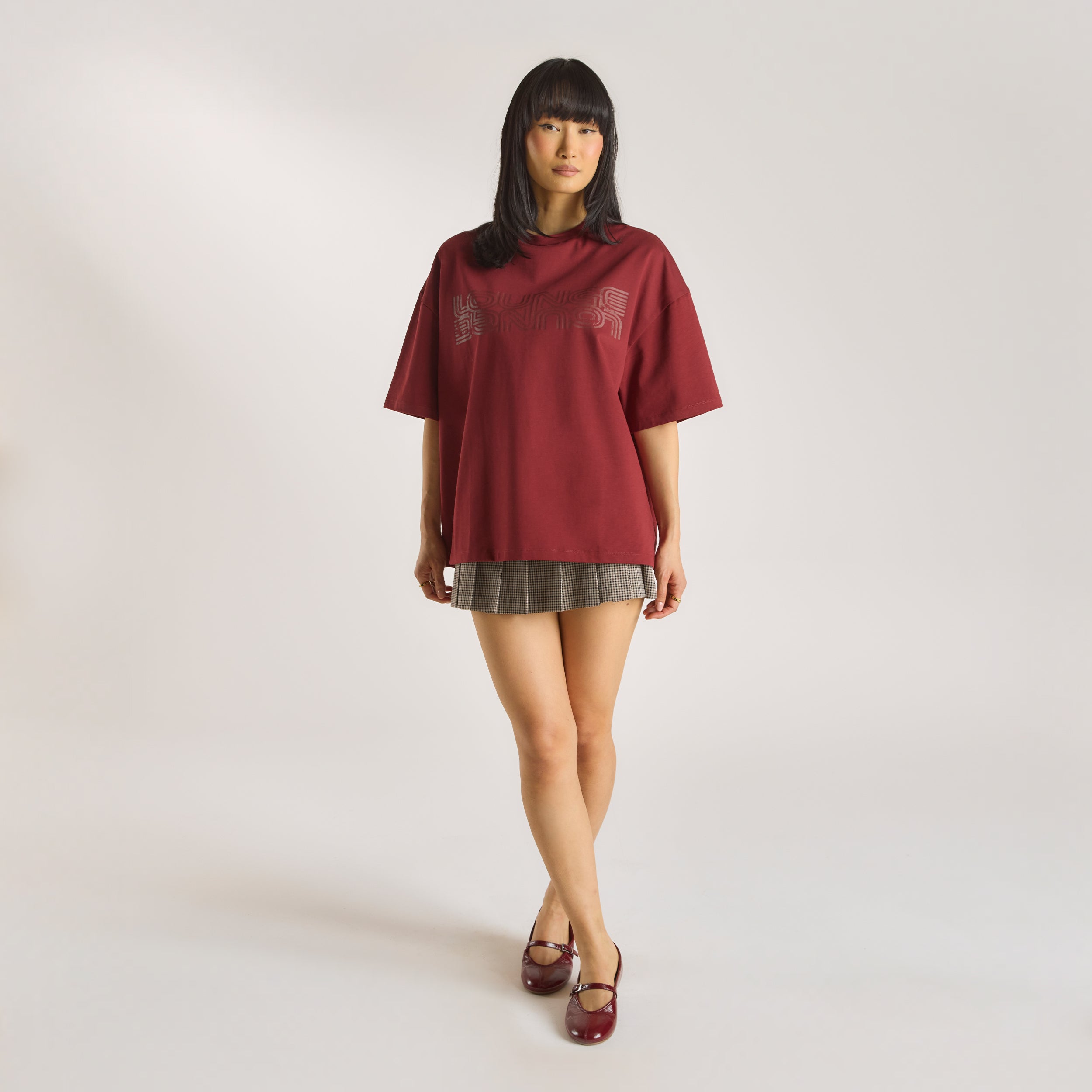 Oversized Graphic Tee  | Oversized Graphic Tee - Burgundy
