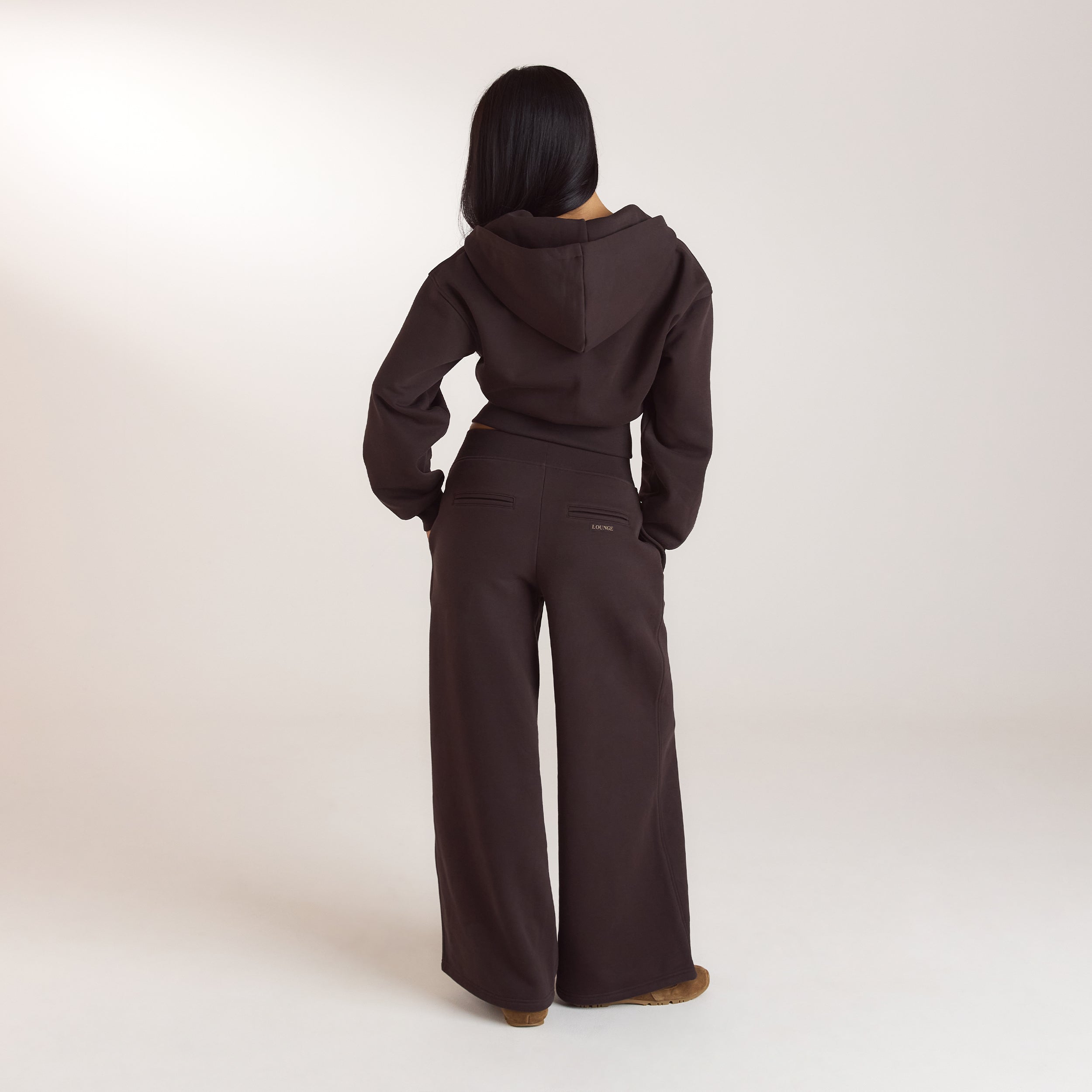 Fitted-Waist Zip-Up Hoodie | Fitted-Waist Zip-Up Hoodie - Dark Chocolate