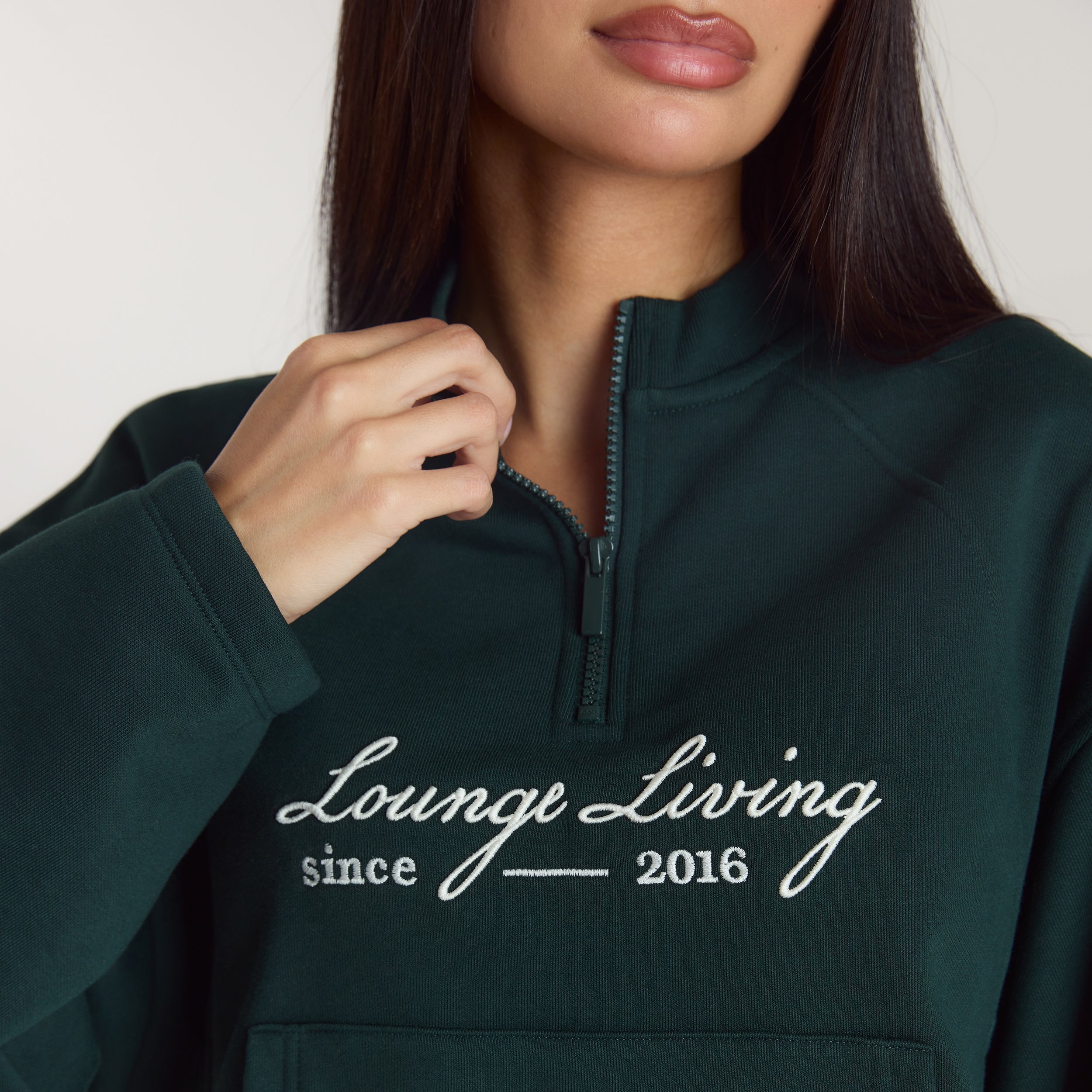 Lounge Living Quarter-Zip Jumper | Lounge Living Quarter-Zip Jumper - Forest Green