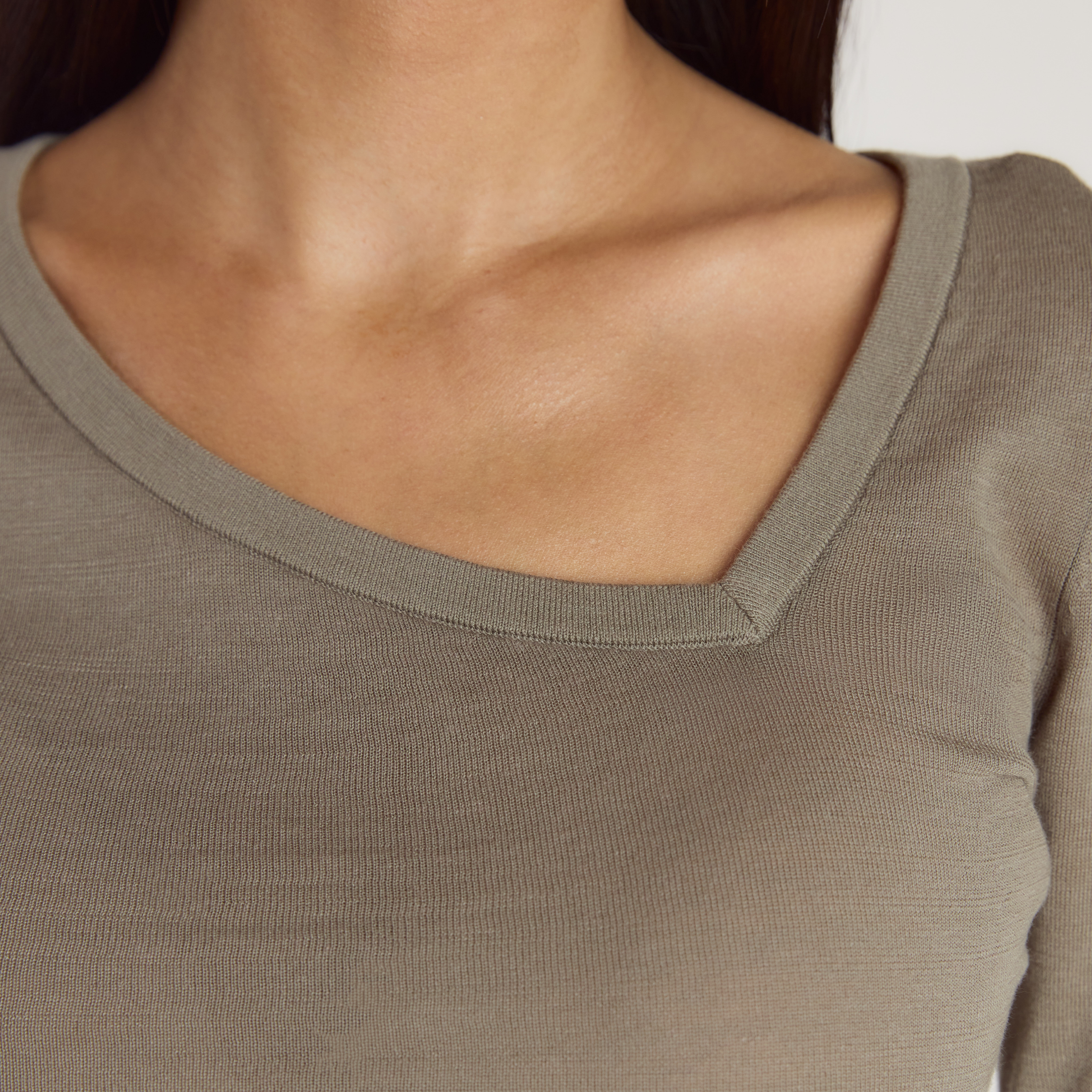 Asymmetric Fine Knit Top | Asymmetric Fine Knit Top - Thyme