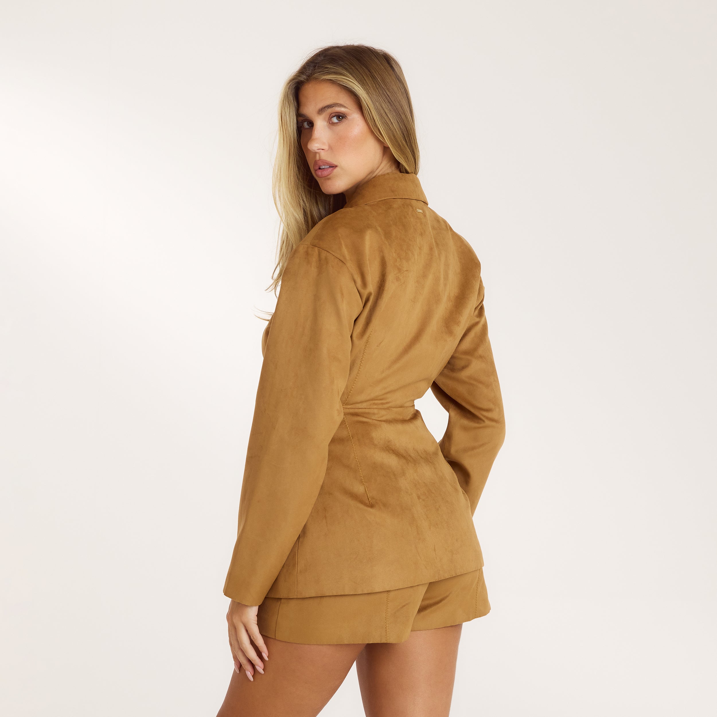 Suedette Blazer | Suedette Blazer - Tan