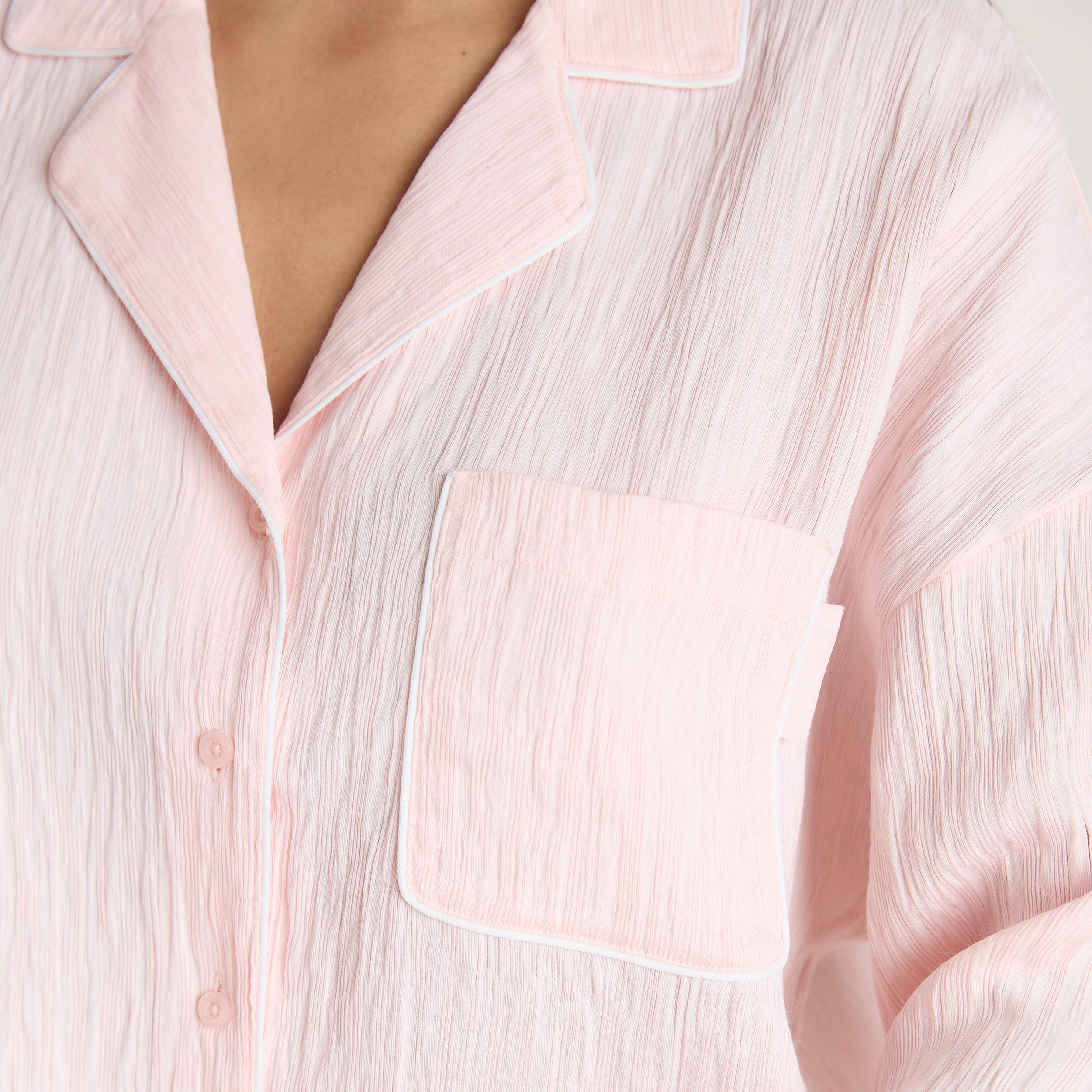Crinkle Pyjama Top | Crinkle Pyjama Shirt - Pink