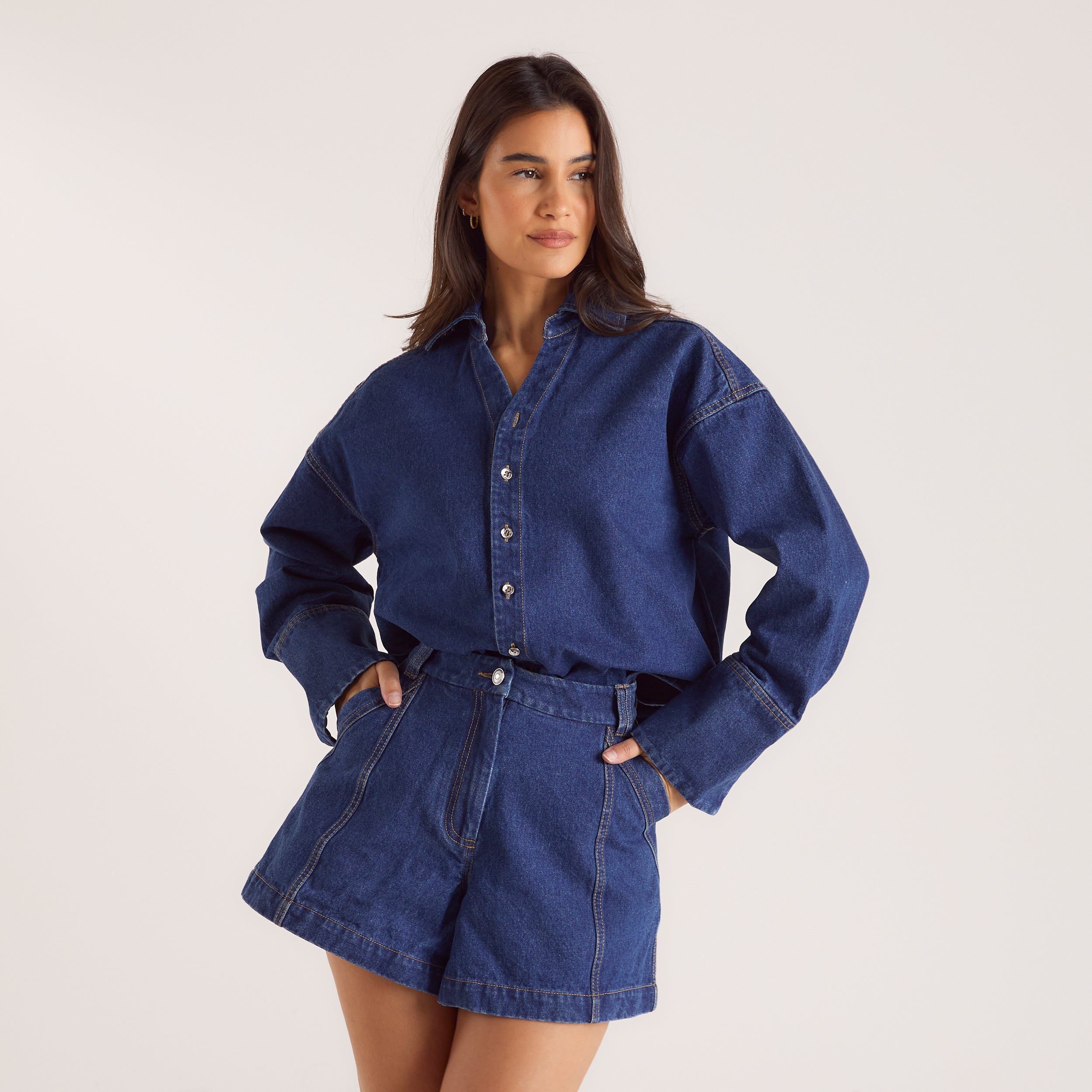 Oversized Denim Shirt | Oversized Denim Shirt - Blue