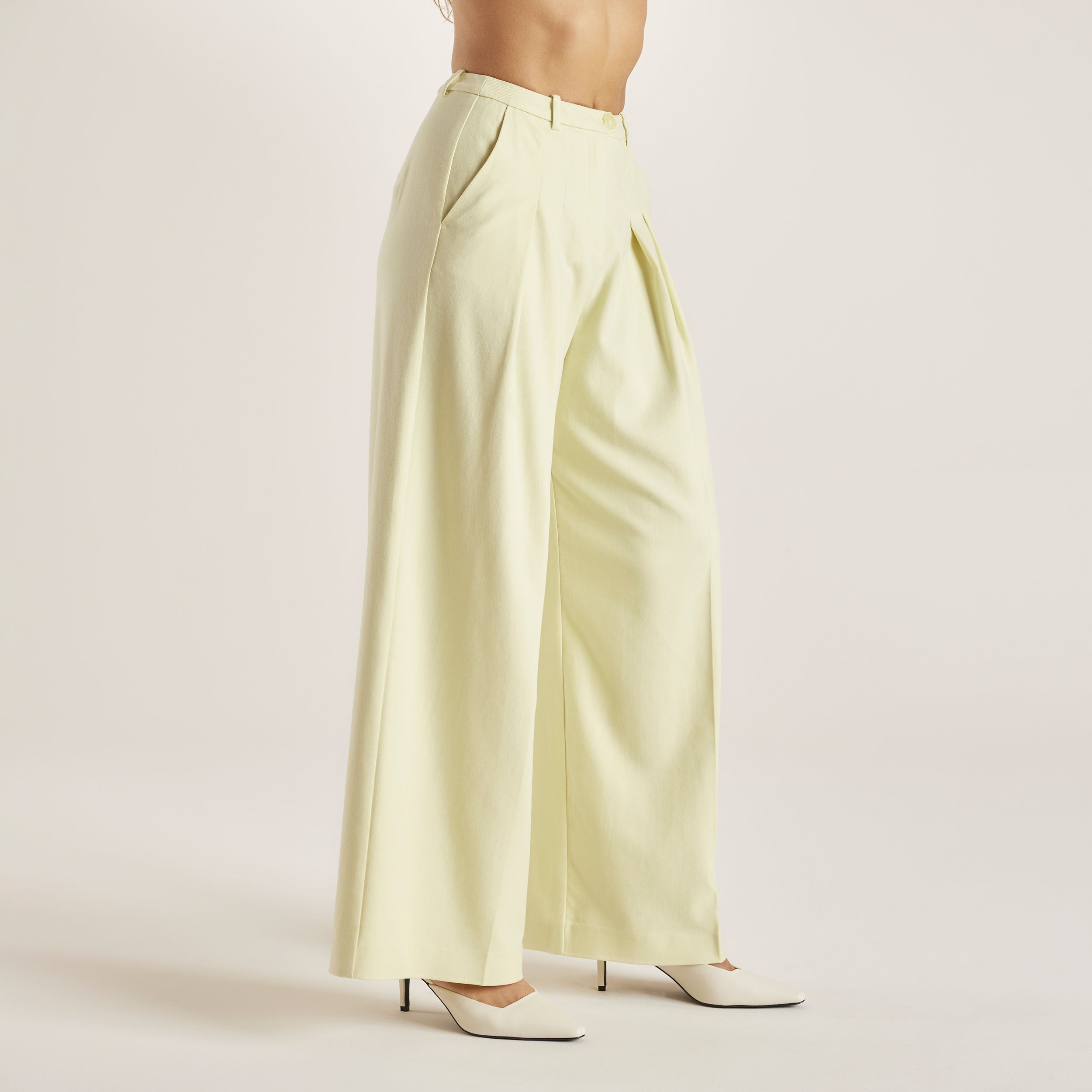 Woven Wide-Leg Trousers | Woven Wide-Leg Trousers - Buttermilk