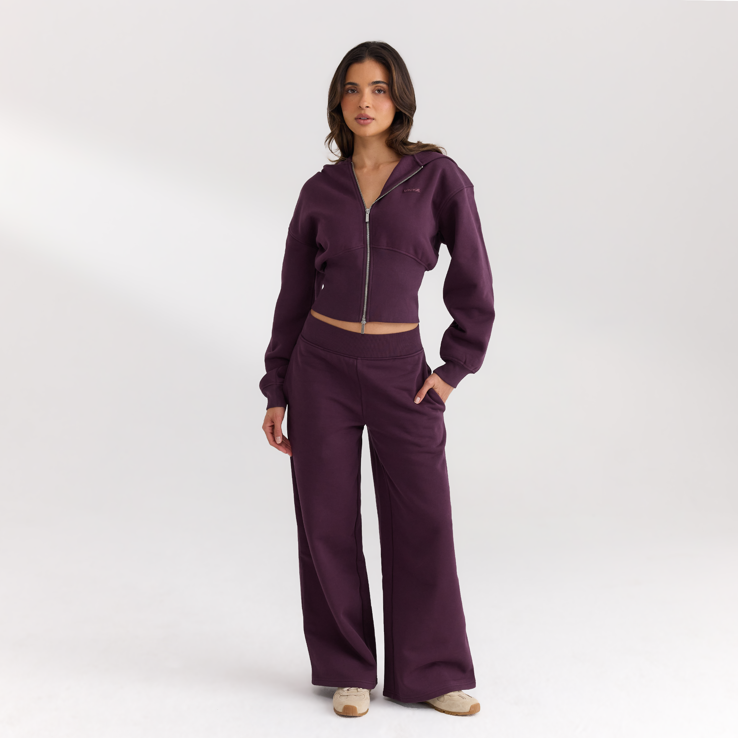 Fitted-Waist Zip-Up Hoodie | Fitted-Waist Zip-Up Hoodie - Cherry Lacquer