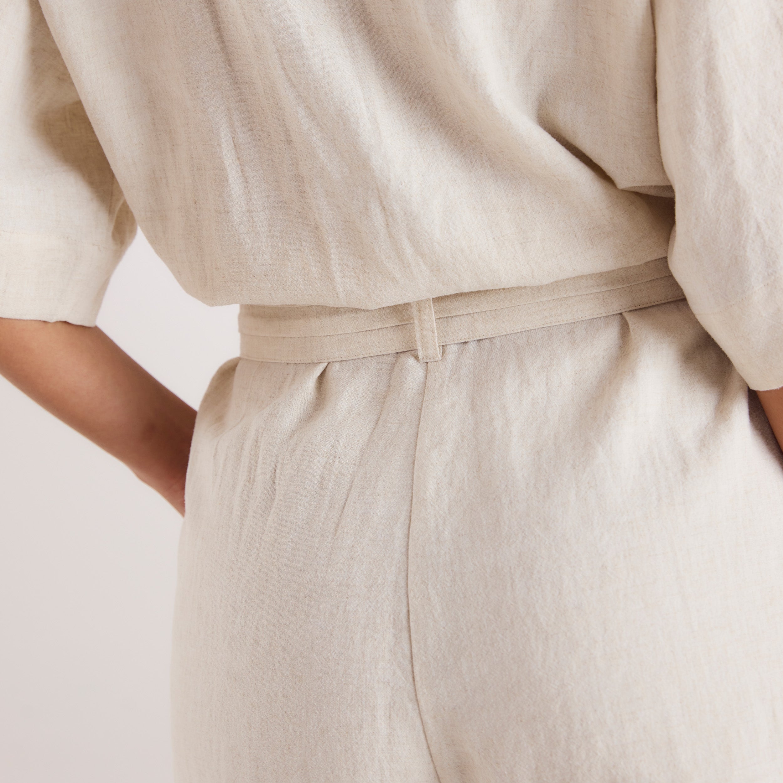 Belted Linen Playsuit | Belted Linen Playsuit - Cream
