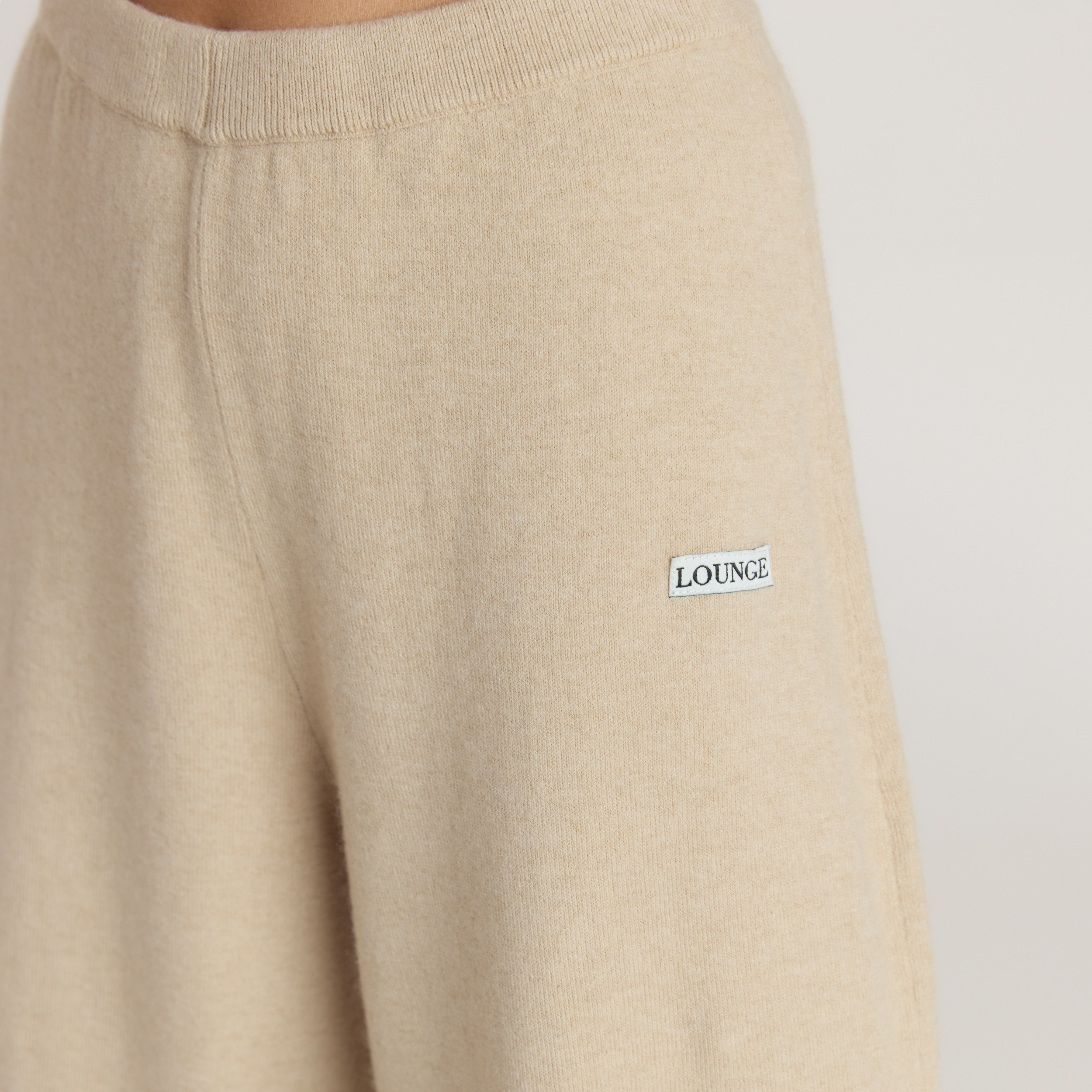 Barrel Leg Knitted Joggers | Barrel Leg Knitted Joggers - Oatmeal Marl