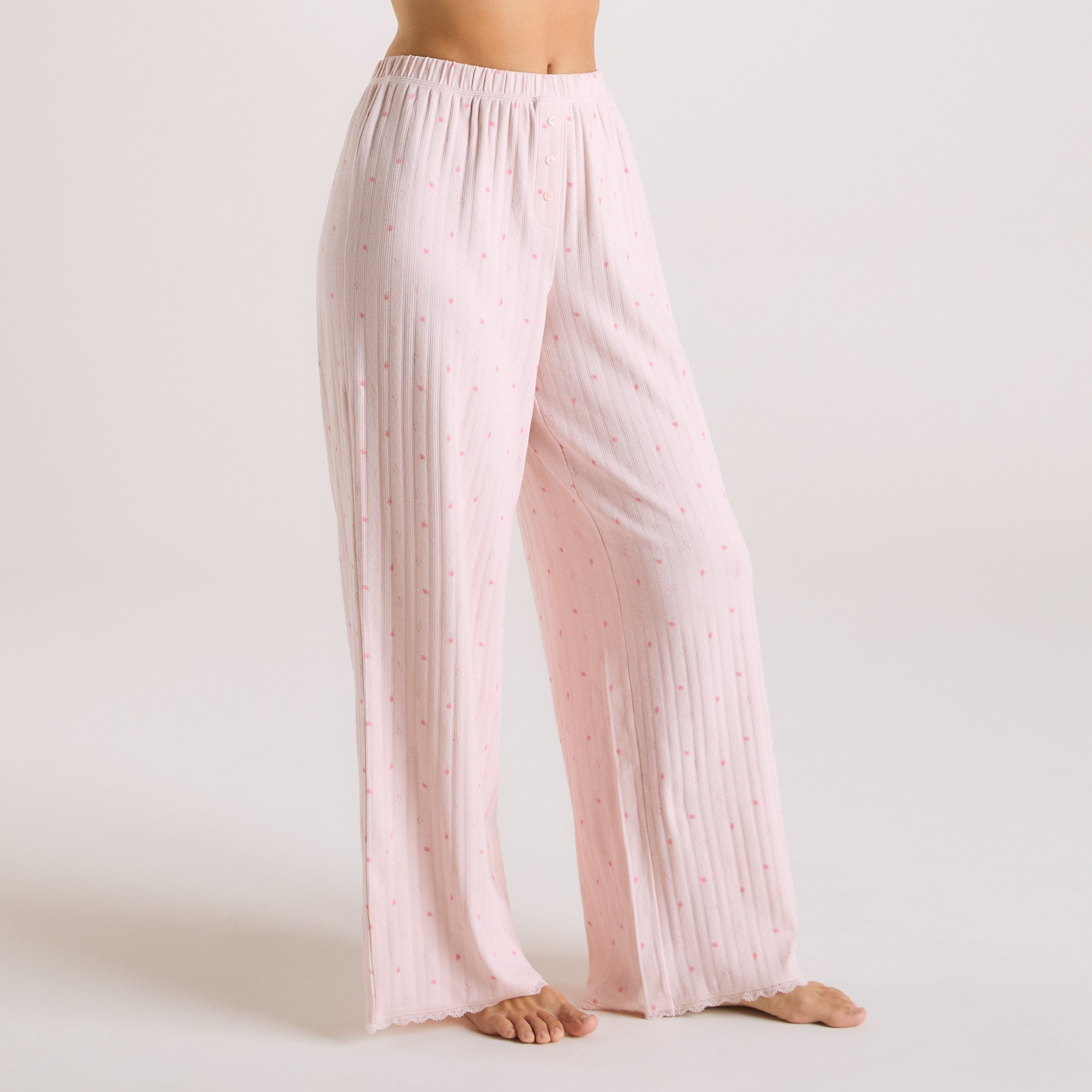 Pointelle Pyjama Bottoms | Pointelle Pyjama Bottoms - Pink Floral