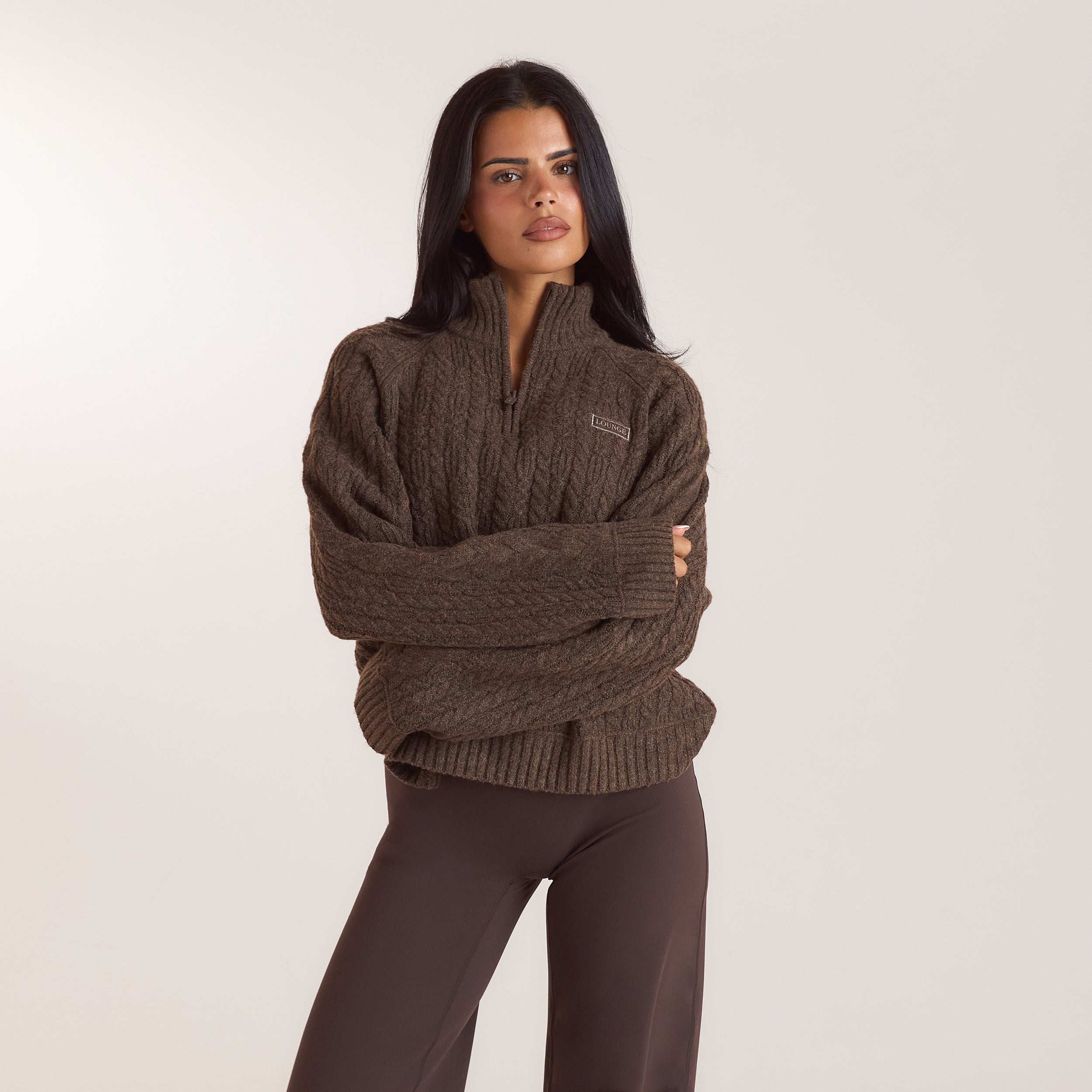 Braided Quarter-Zip Jumper | Braided Quarter-Zip Jumper - Taupe