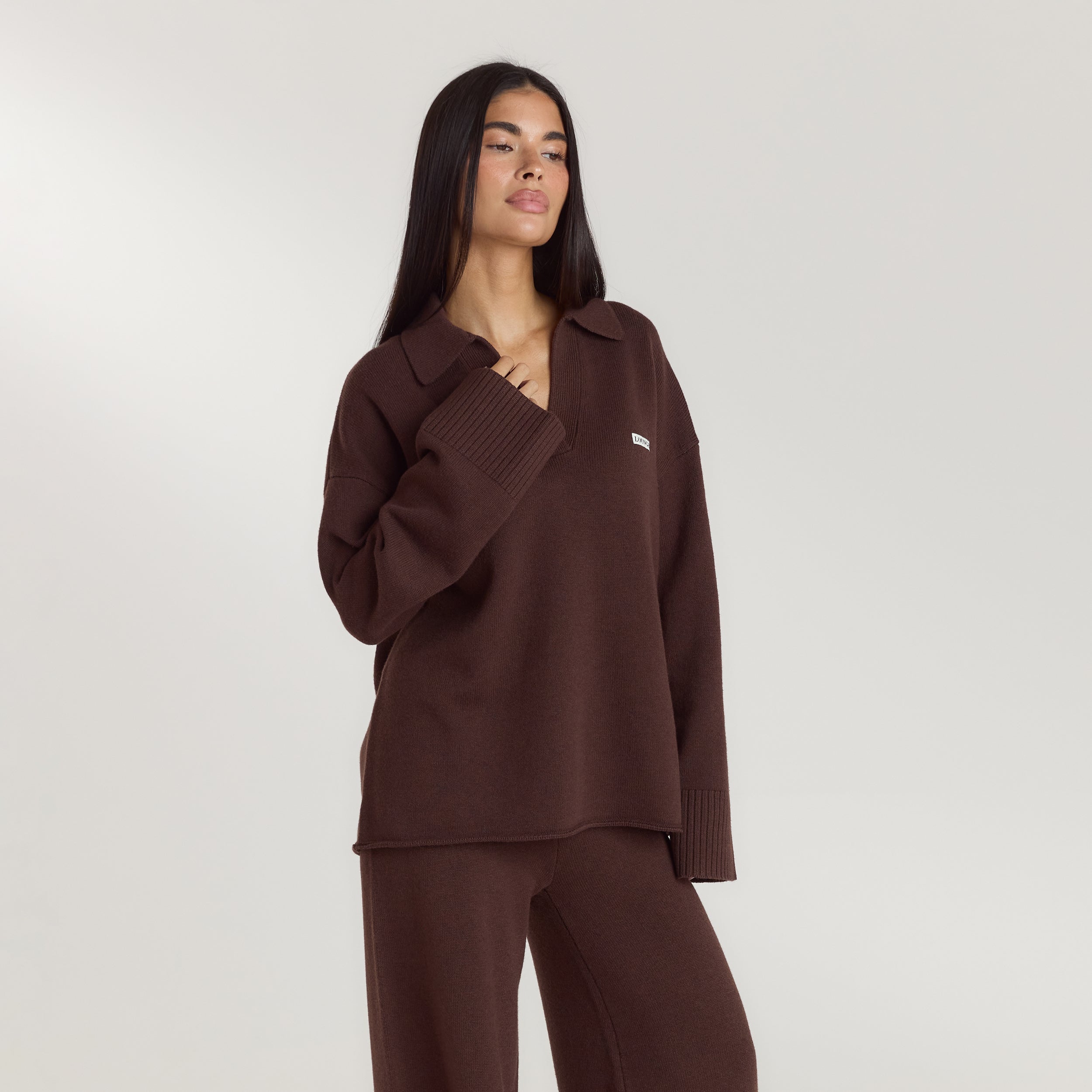 Half Placket Knitted Jumper | Half Placket Knitted Jumper - Chocolate