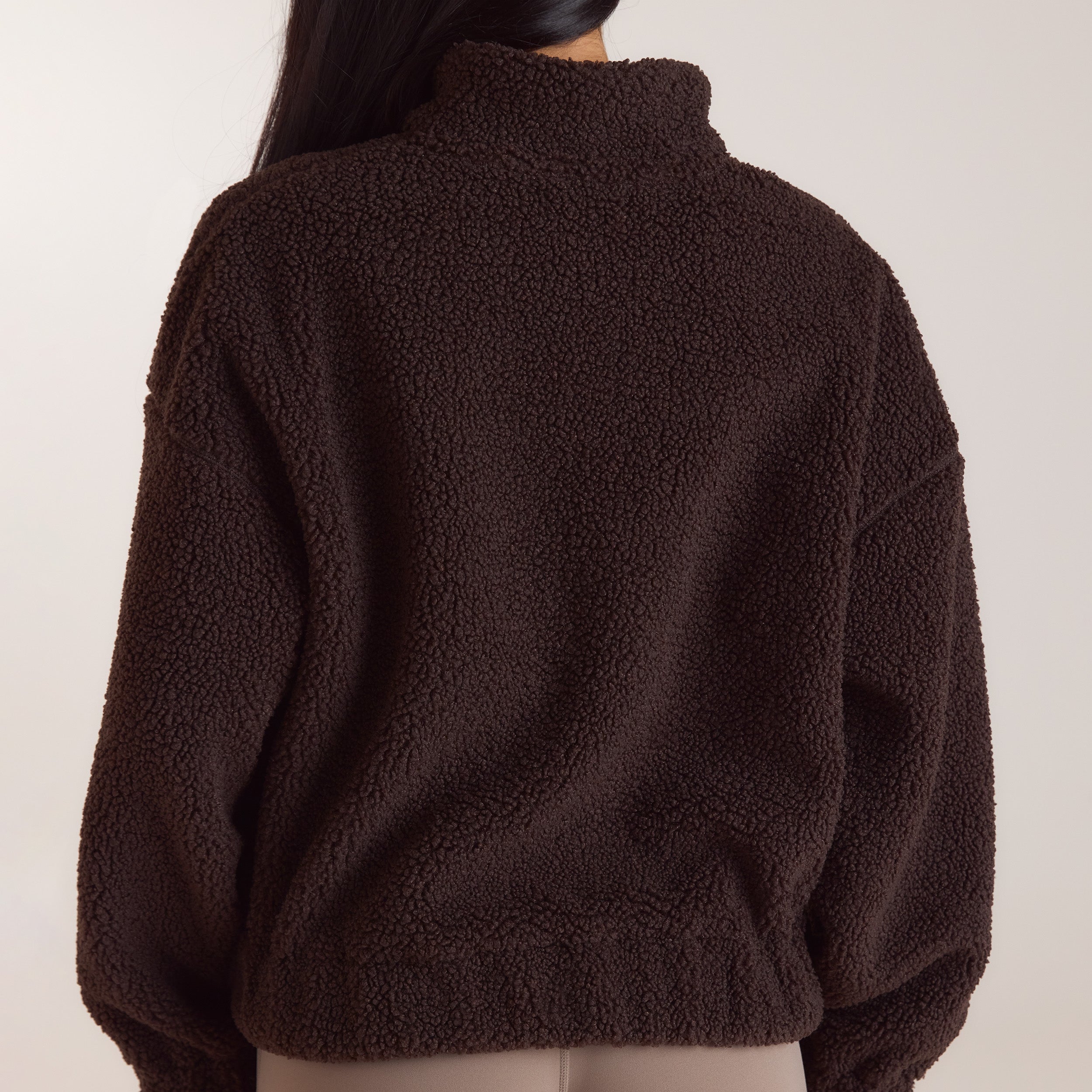 Funnel-Neck Borg Fleece | Funnel-Neck Borg Fleece - Dark Chocolate