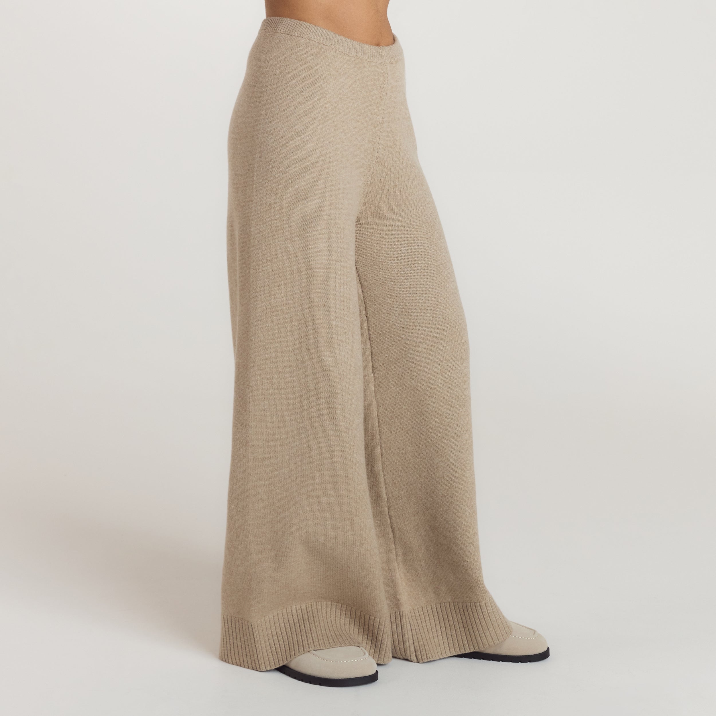 Ribbed Hem Knitted Trousers | Ribbed Hem Knitted Trousers - Mink