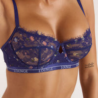 Printed Entice Balcony Bra - Navy Floral