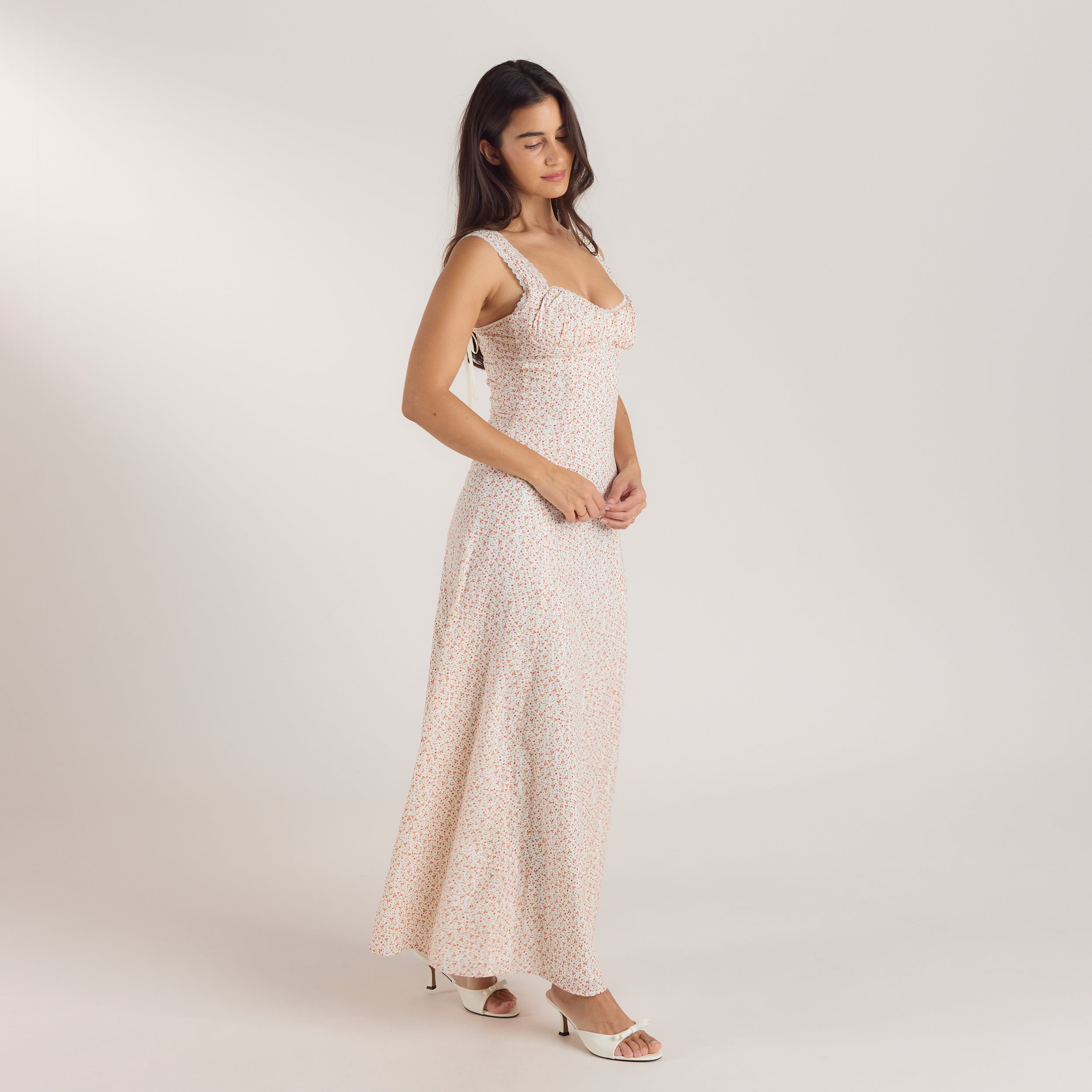 Corset Back Maxi Dress | Corset Back Maxi Dress - Cream Floral