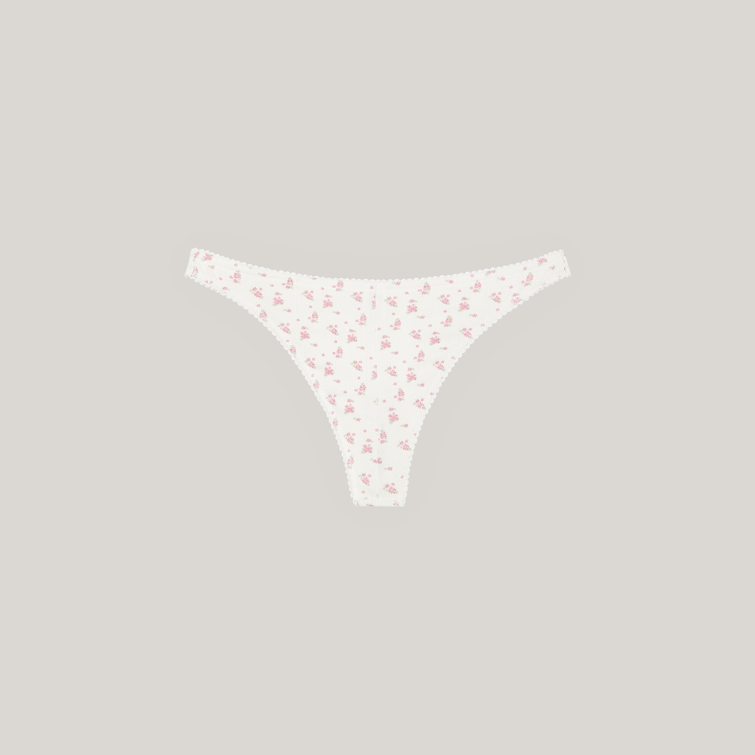 Pointelle Brazilian Briefs | Pointelle Brazilian Briefs - Ivory Floral Print