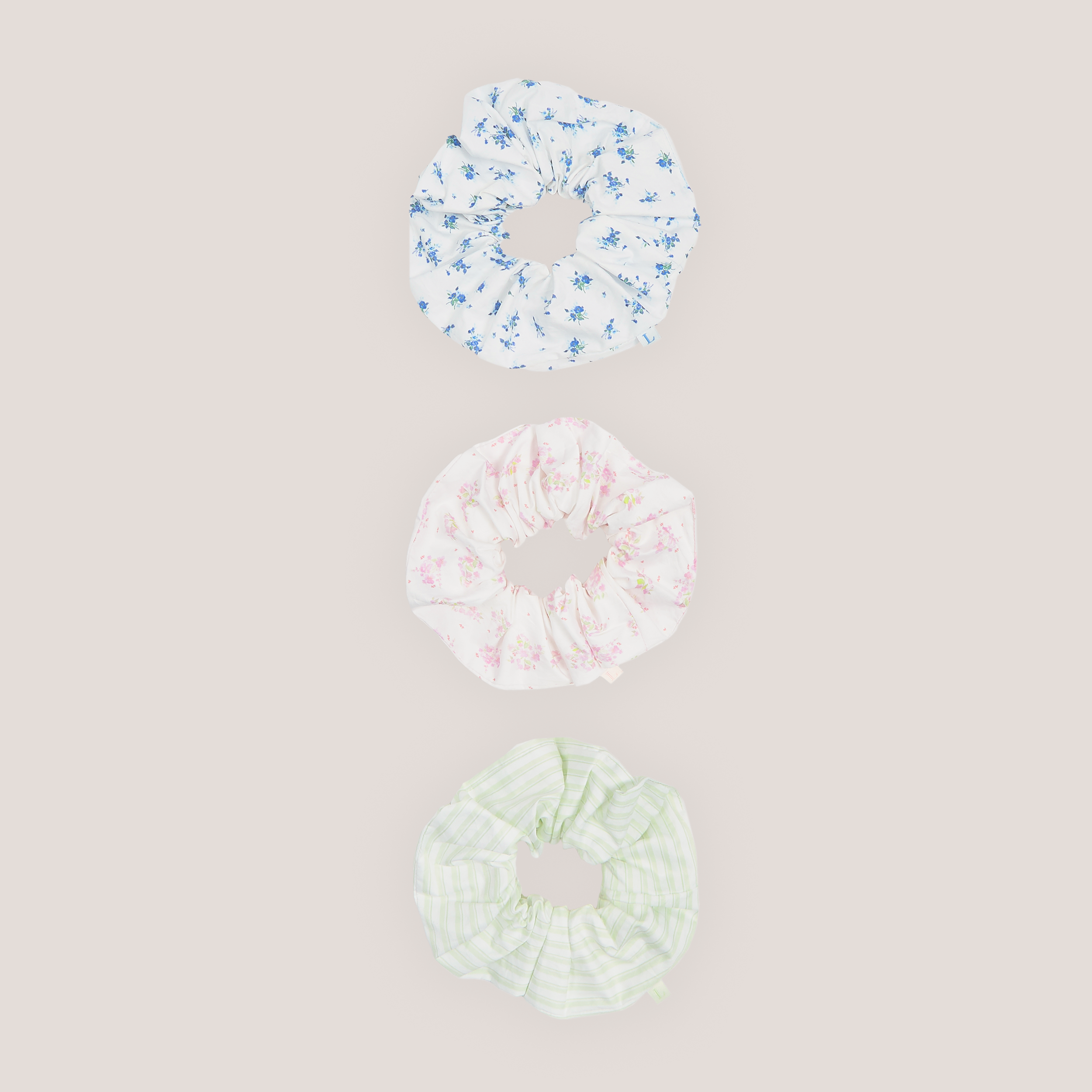 Bloom & Stripe Scrunchies (3-Pack) - Multicolour